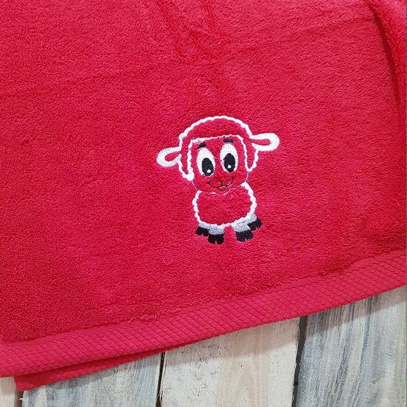 toalla bordada roja