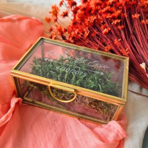 Caja de Cristal para Anillos - Personalizada con Nombres y Fecha