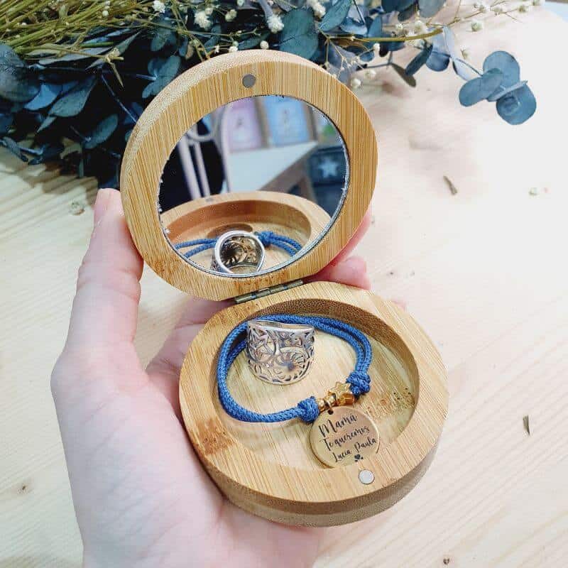 Joyero de madera con espejo - Modelo Bautizo