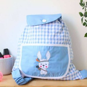 Mochila Guardería Azul Bordada - Colección Conejito