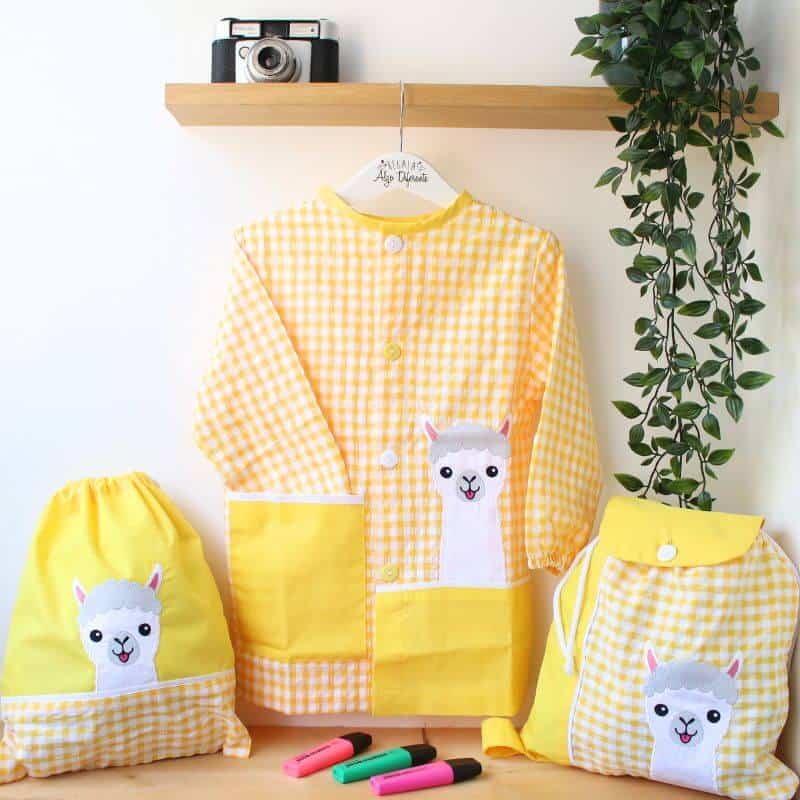 Pack escolar amarillo bordado | Colección Llama