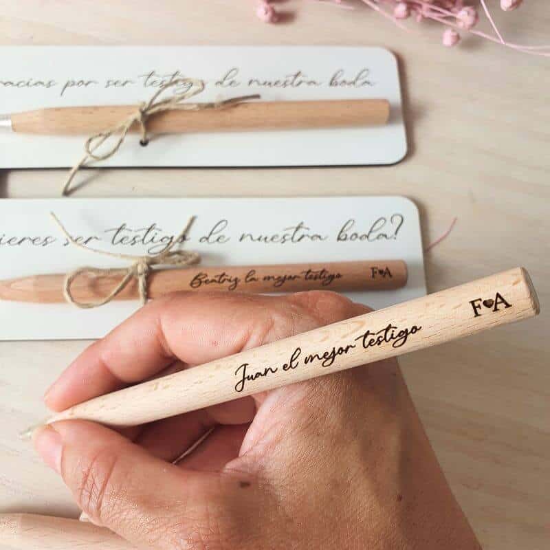 Bolígrafo para testigo de boda personalizado