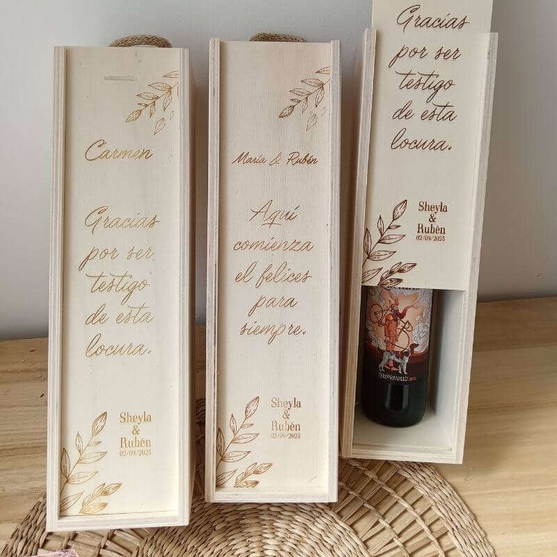 Caja para botella de vino personalizada