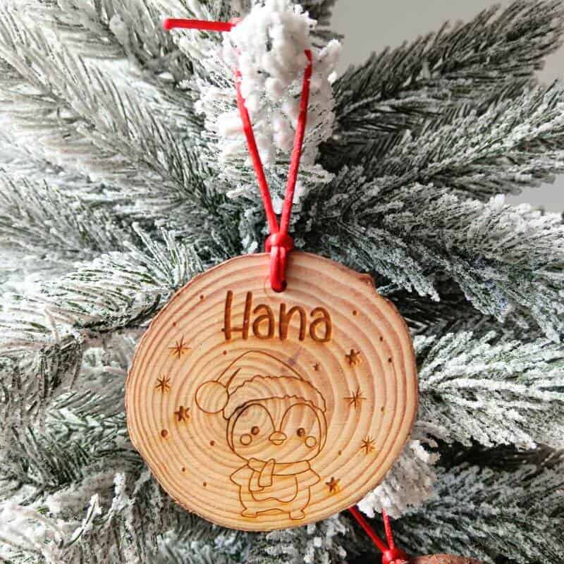 Bola de Navidad - Tronco de madera modelo animal