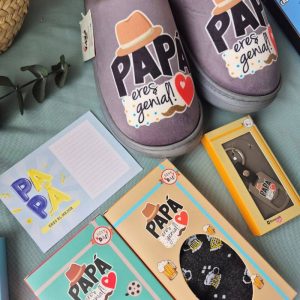 Pack Regalo Papá Eres Genial - Zapatillas, calcetines y llavero