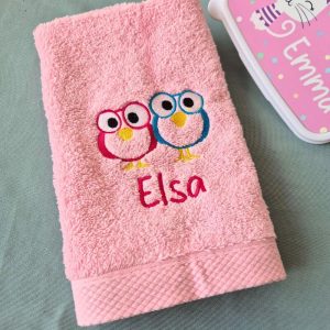 Toalla bordada Rosa Guardería - Colección Pajaritos