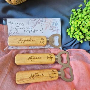 Abridor de Botellas de Madera Grabados - Modelo Marcasitios