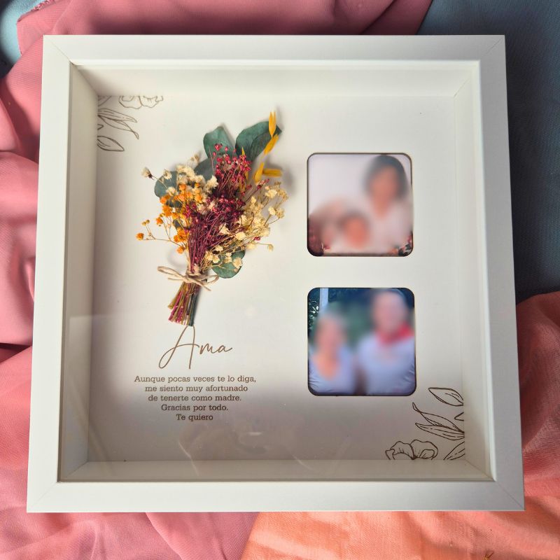 Marco Ramillete de Flores con Foto doble - Imagen 3