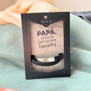 Pulsera de cuero negra - Papá eres mi persona favorita