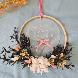 Portaalianzas con Flores Preservadas y Metacrilato - Modelo Venus
